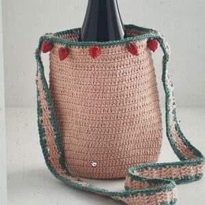Urban Outfitters Strawberry Woven Bottle Sling Bag
